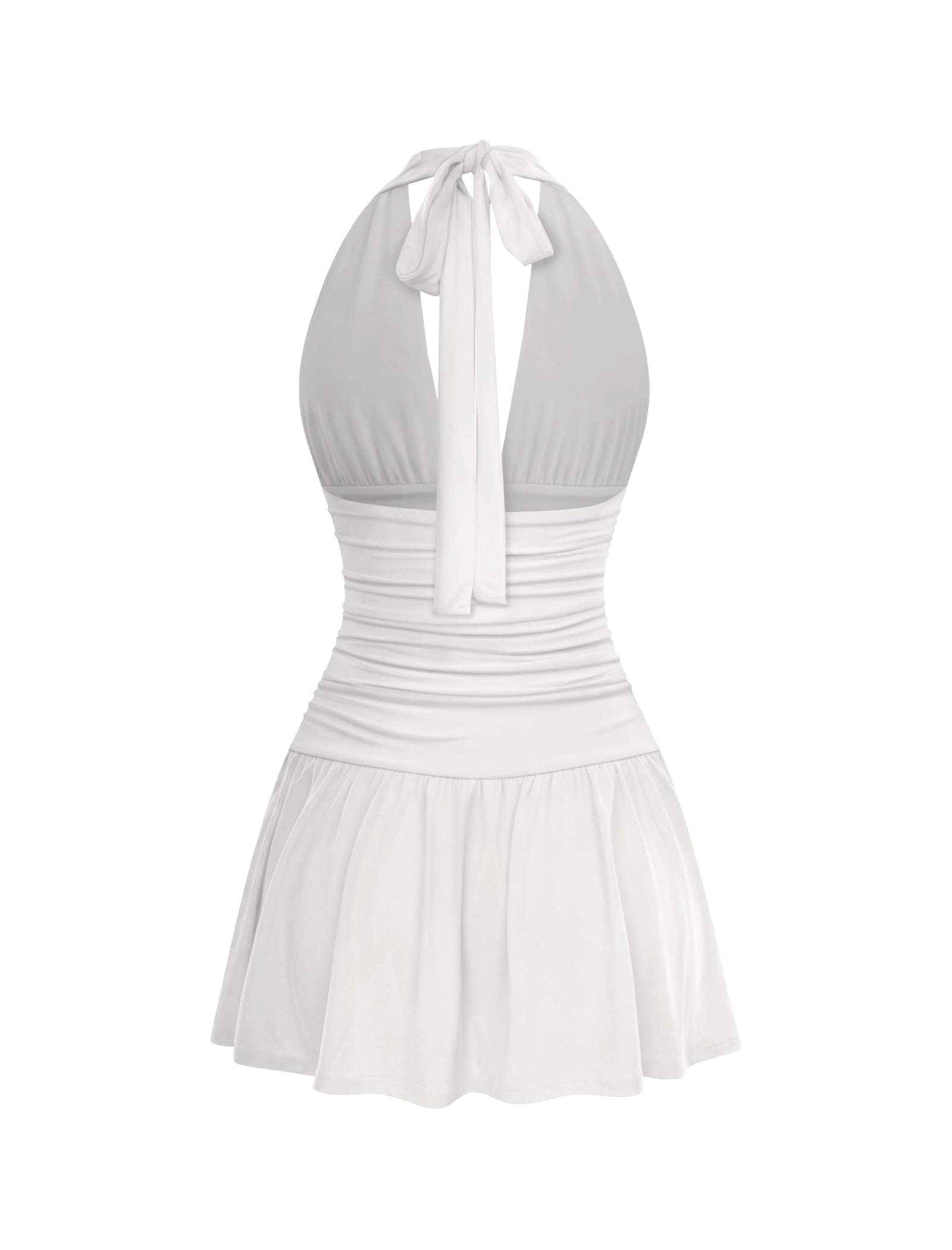 Audrey Halter Mini Dress (White)
