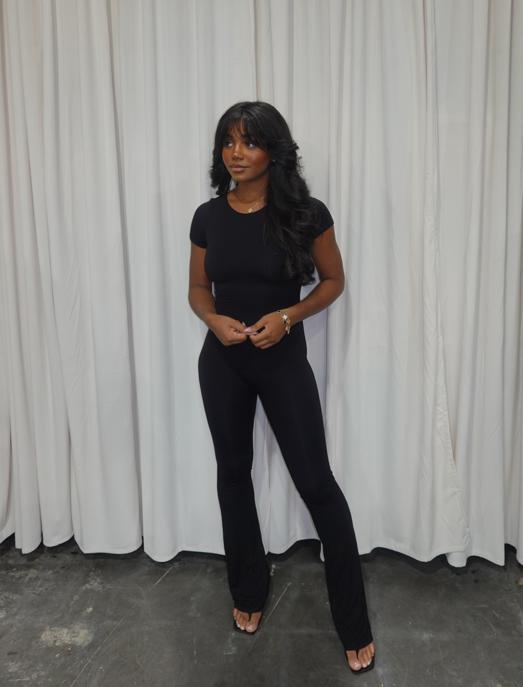Mindy Short Sleeve Jumpsuit (Black)