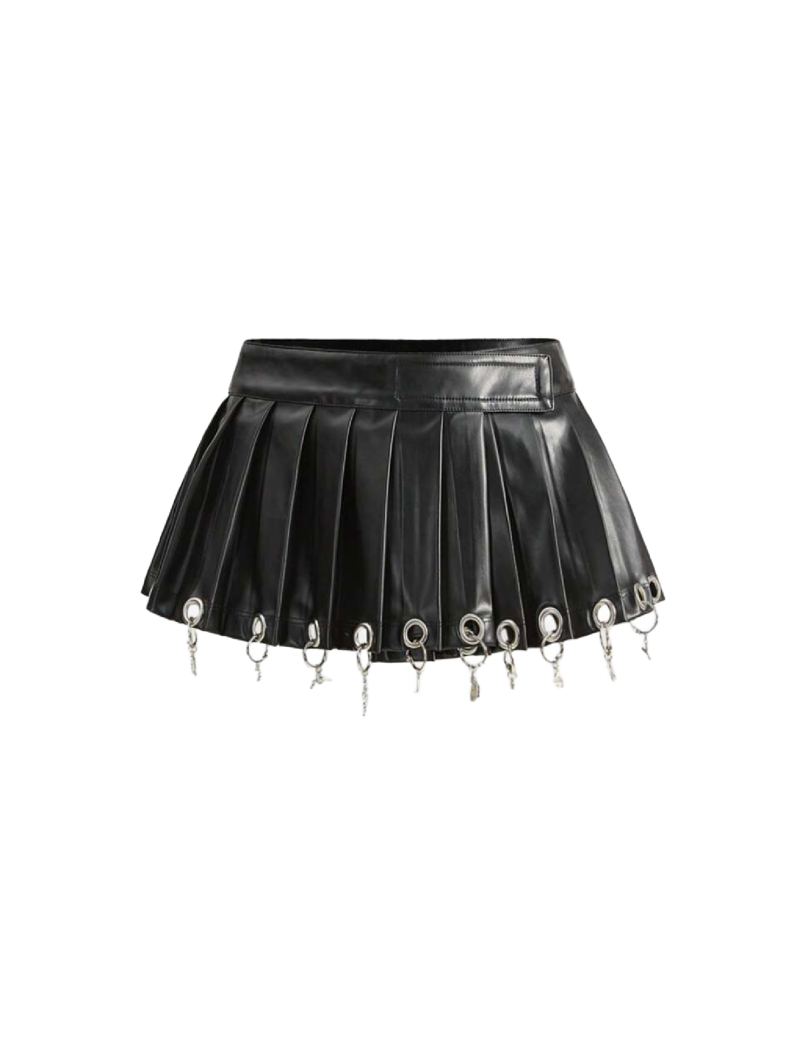Lucky Leather Pleated Mini Skirt (Black)
