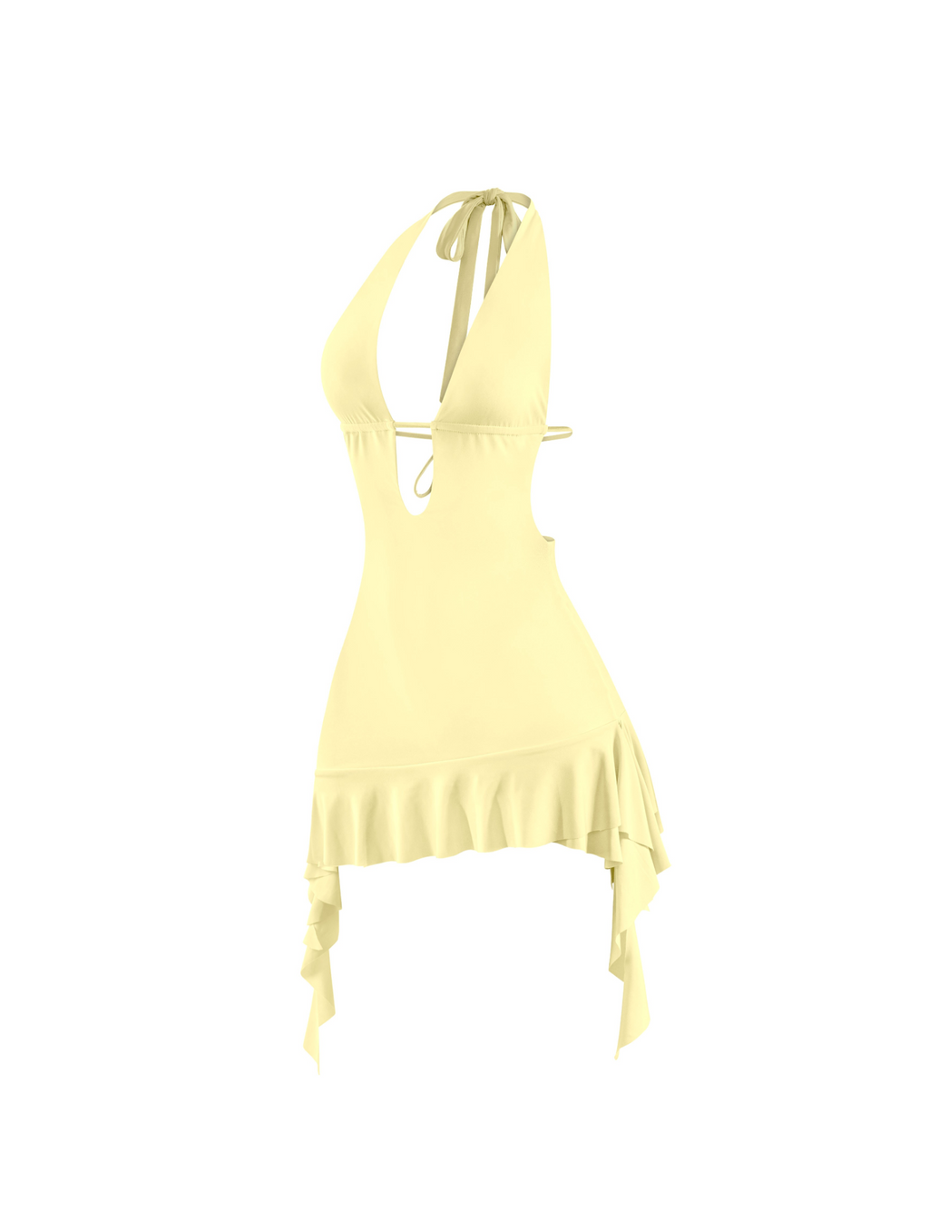 Abbie Halter Dress (Light Yellow)
