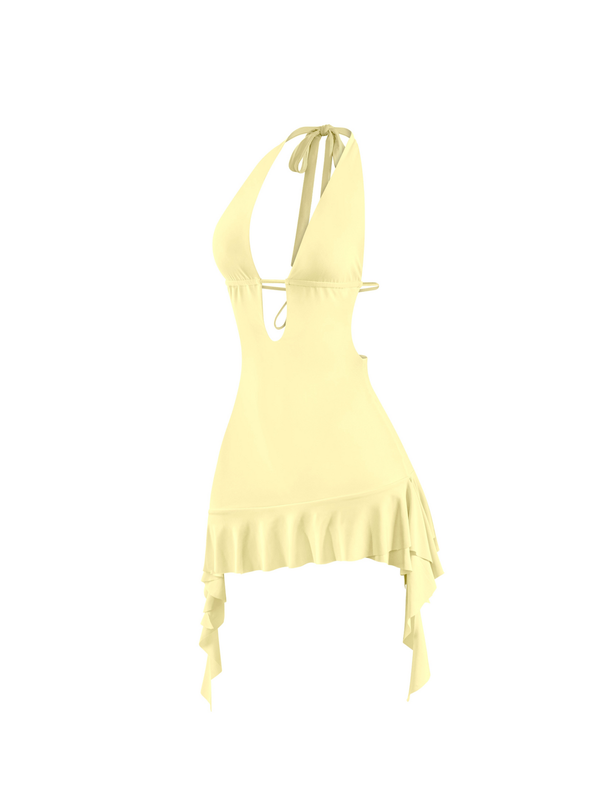 Abbie Halter Dress (Light Yellow)