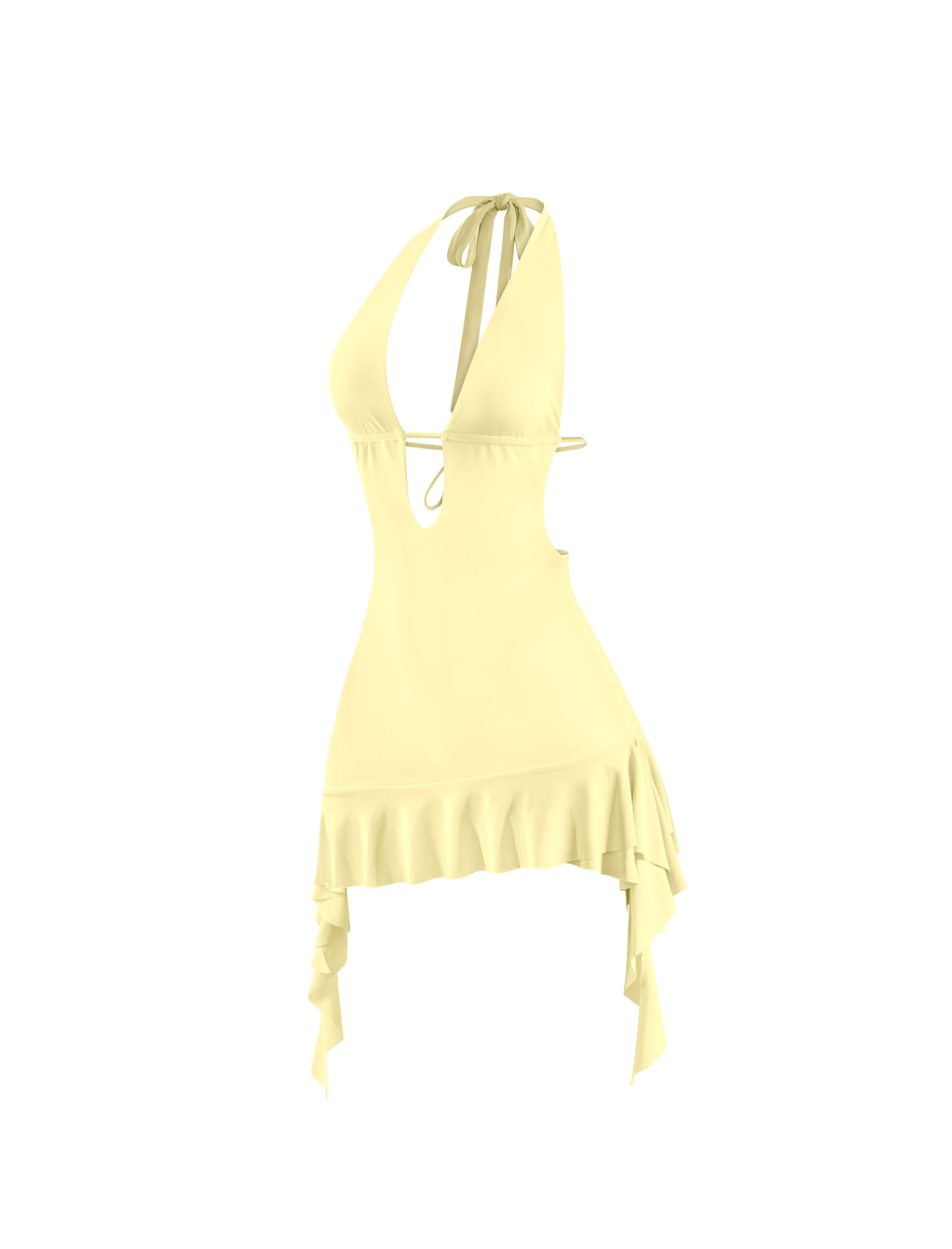 Abbie Halter Dress (Light Yellow)