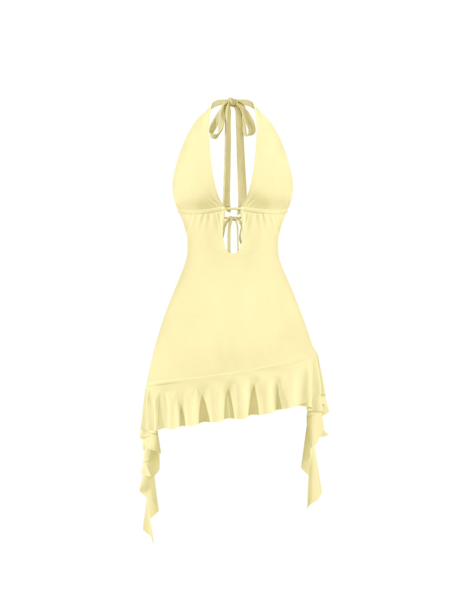 Abbie Halter Dress (Light Yellow)