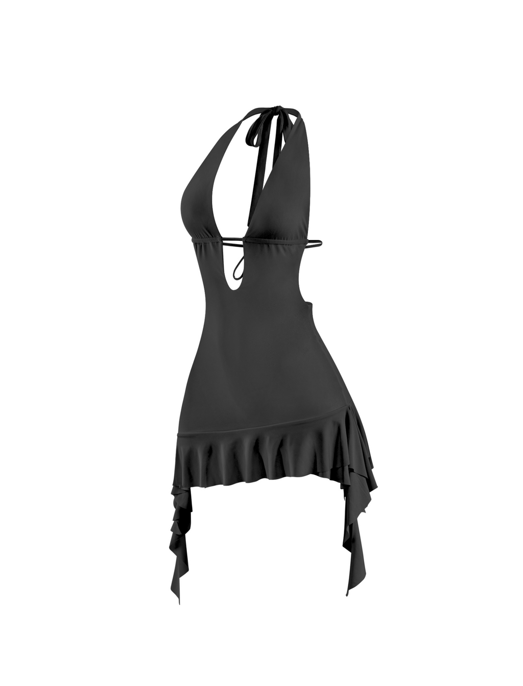 Abbie Halter Dress (Black)