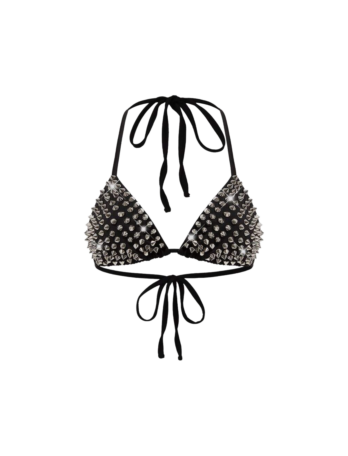 Diamond Stud Halter Top (Black)
