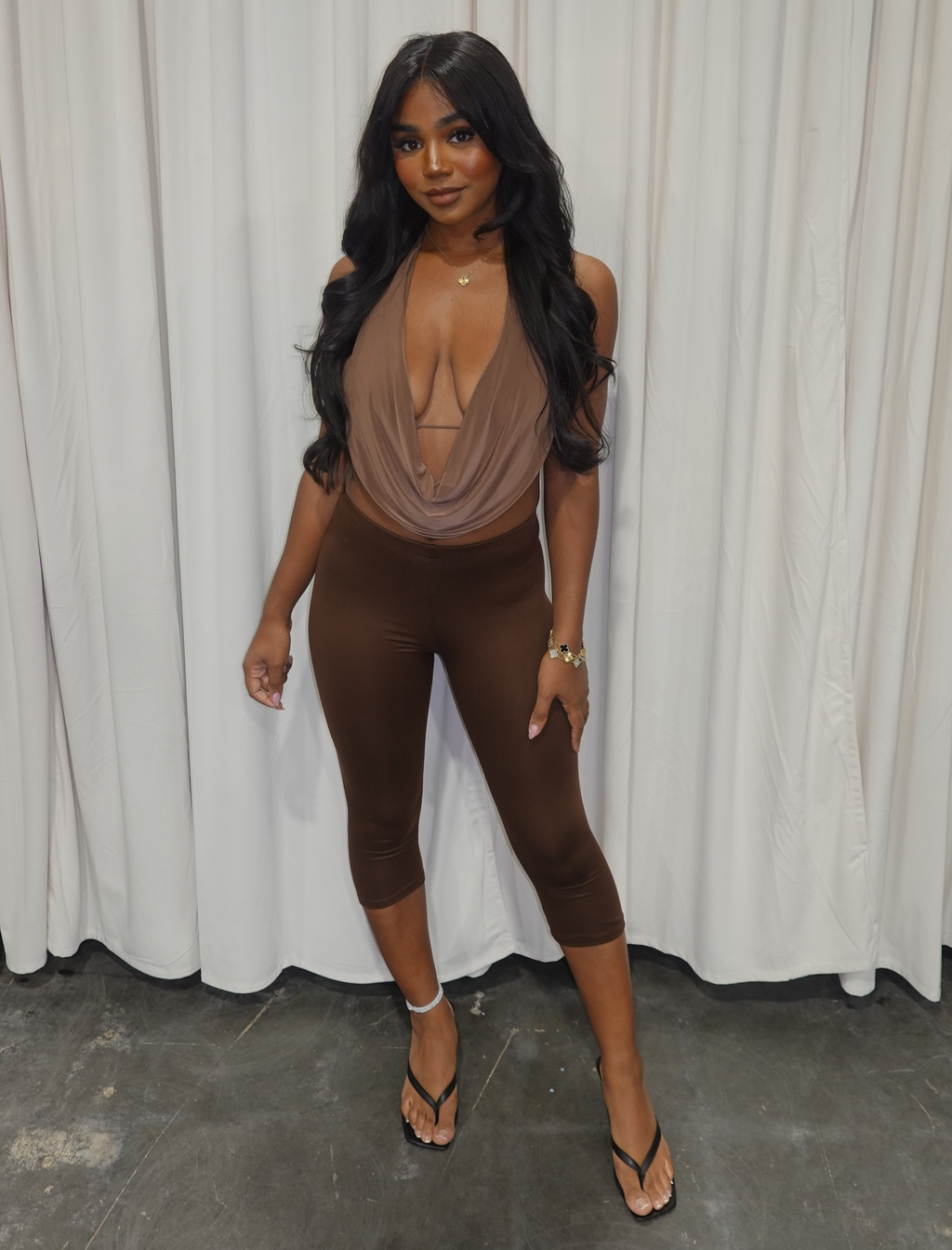 Cara Capri Leggings (Brown)