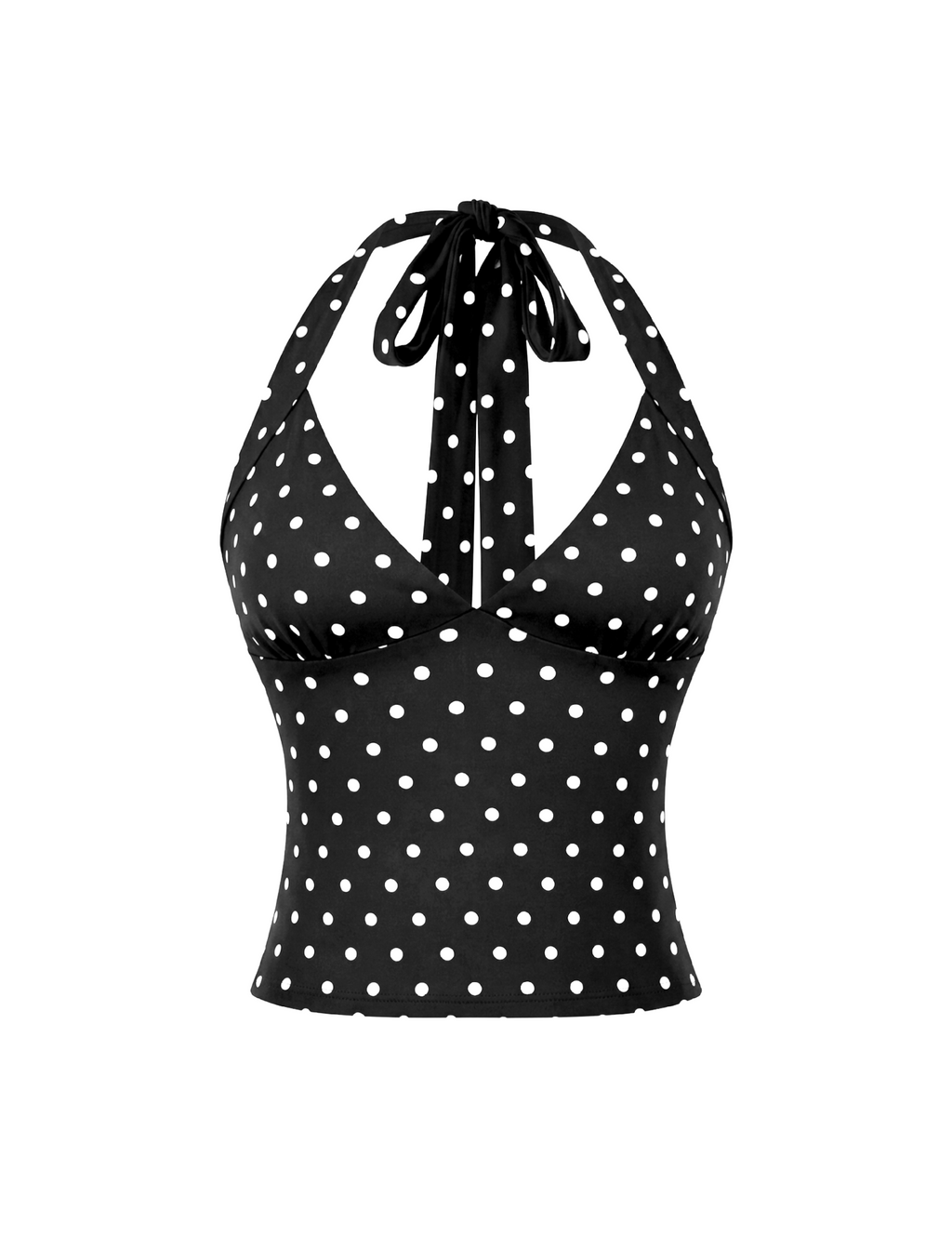 Andrea Halter Top (Black Polka Dot)
