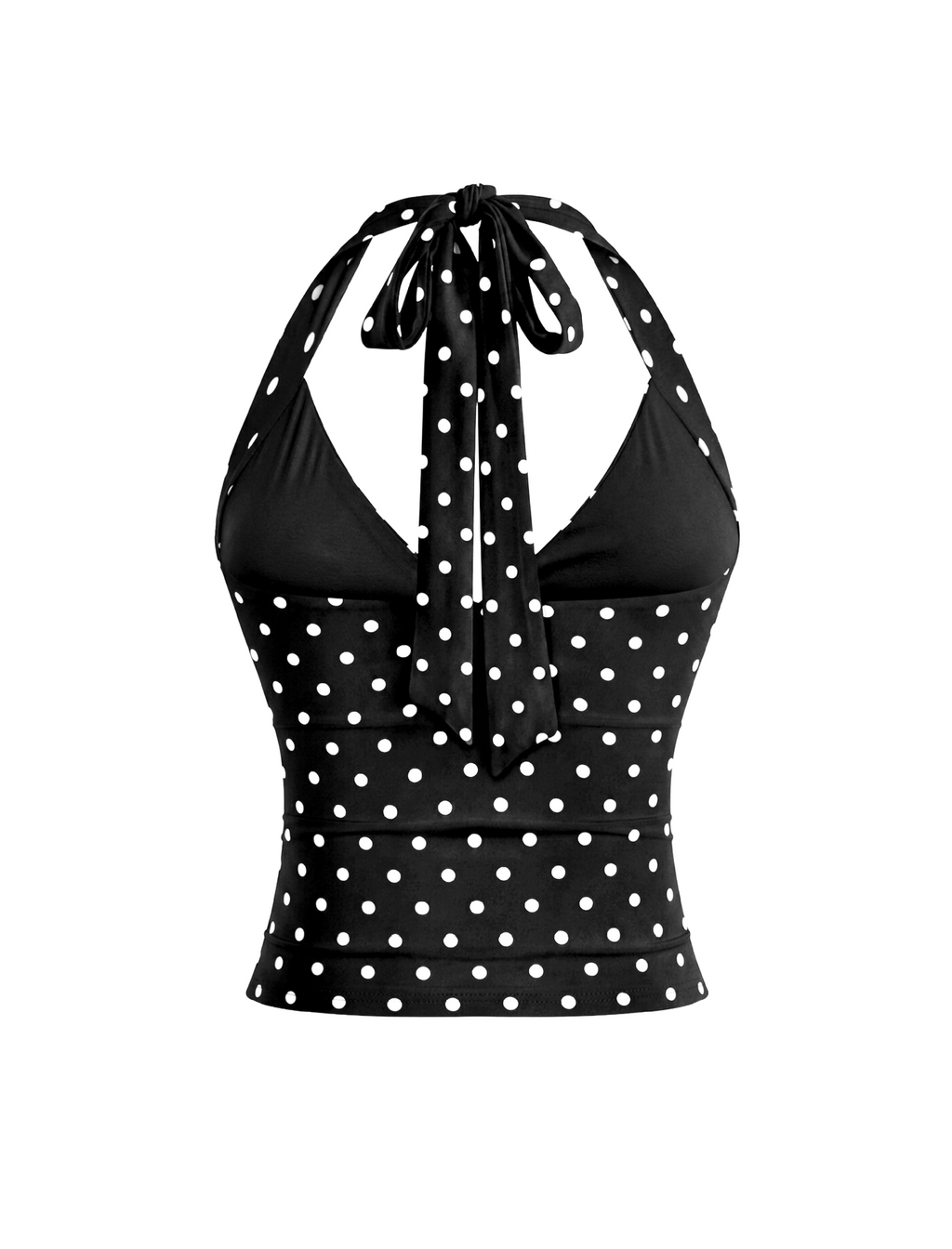 Andrea Halter Top (Black Polka Dot)