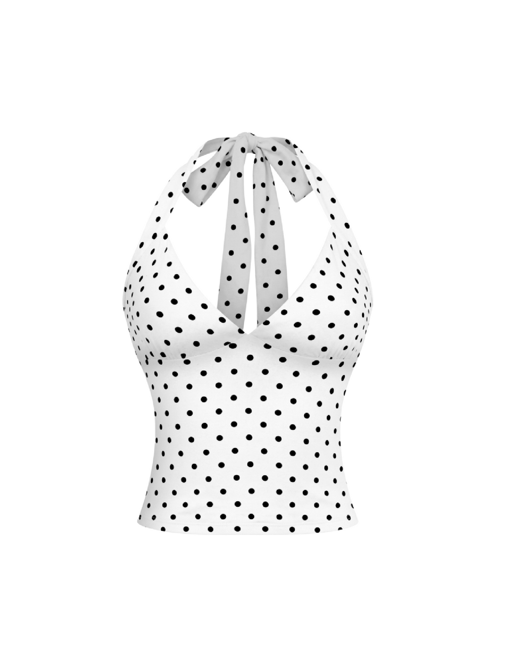 Andrea Halter Top (White Polka Dot)