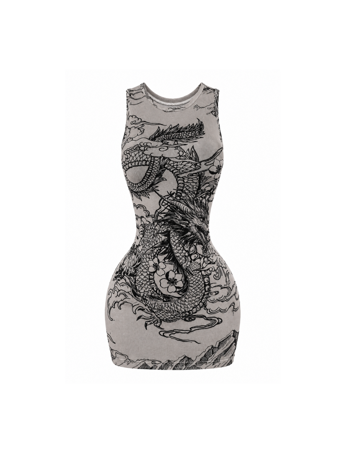 Loe Tank Mesh Mini Dress (Ivory/Black)