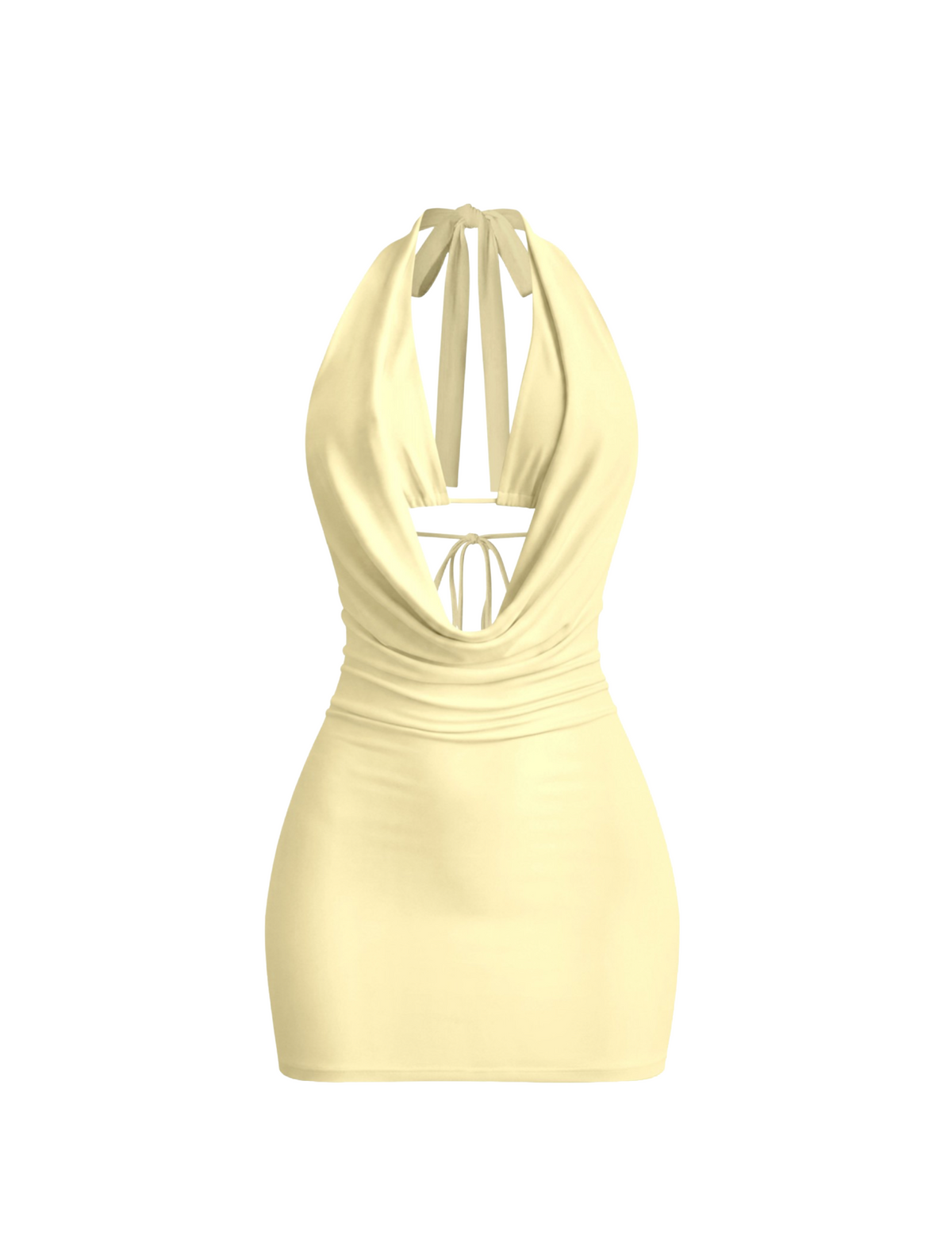 Sophie Halter Mini Dress (Light Yellow)