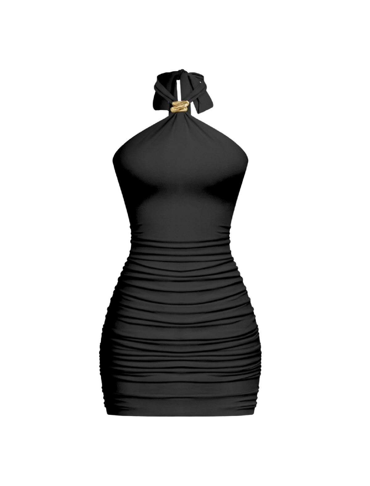 Katiana Halter Mini Dress (Black)