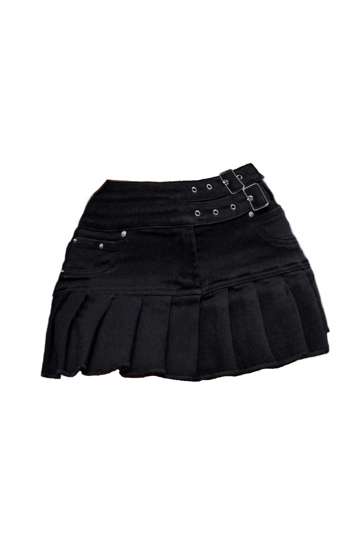 Kiara Pleated Mini Skirt (Black)
