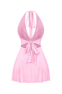 Winter Halter Mini Dress (Pink)