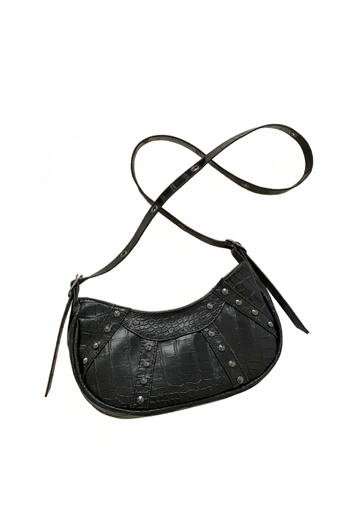 Runaway Studded Hobo Bag (Black)