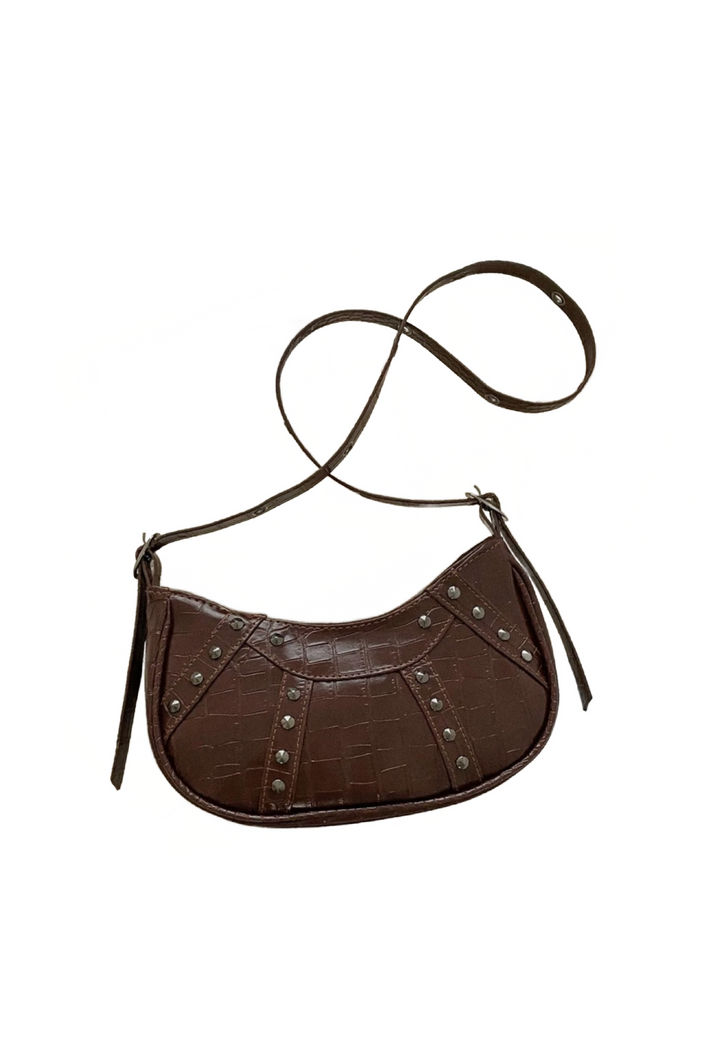 Runaway Studded Hobo Bag (Chocolate Brown)