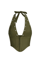 Load image into Gallery viewer, Averi Halter Top (Olive Green)