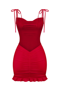 Jaylin Cowl Mini Dress (Red)