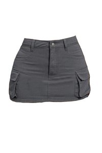 Raisa Cargo Mini Skirt (Charcoal Grey)