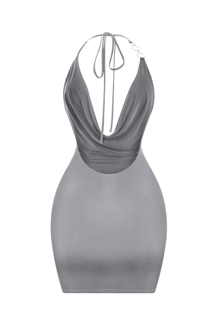 Julianie Halter Mini Dress (Charcoal Grey)