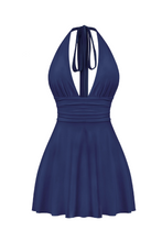 Load image into Gallery viewer, Winter Halter Mini Dress (Navy Blue)