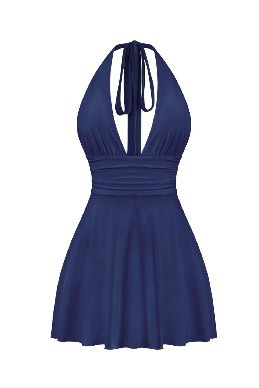 Winter Halter Mini Dress (Navy Blue)