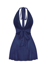 Load image into Gallery viewer, Winter Halter Mini Dress (Navy Blue)