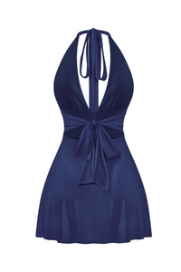 Winter Halter Mini Dress (Navy Blue)