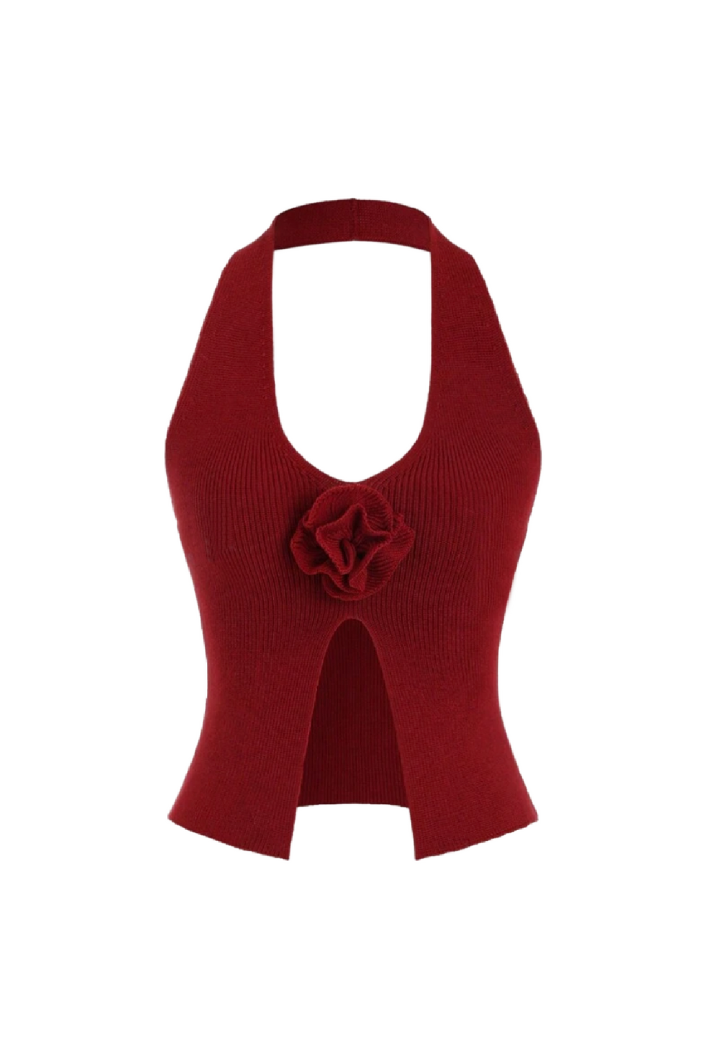 Rose Halter Top (Wine Red)