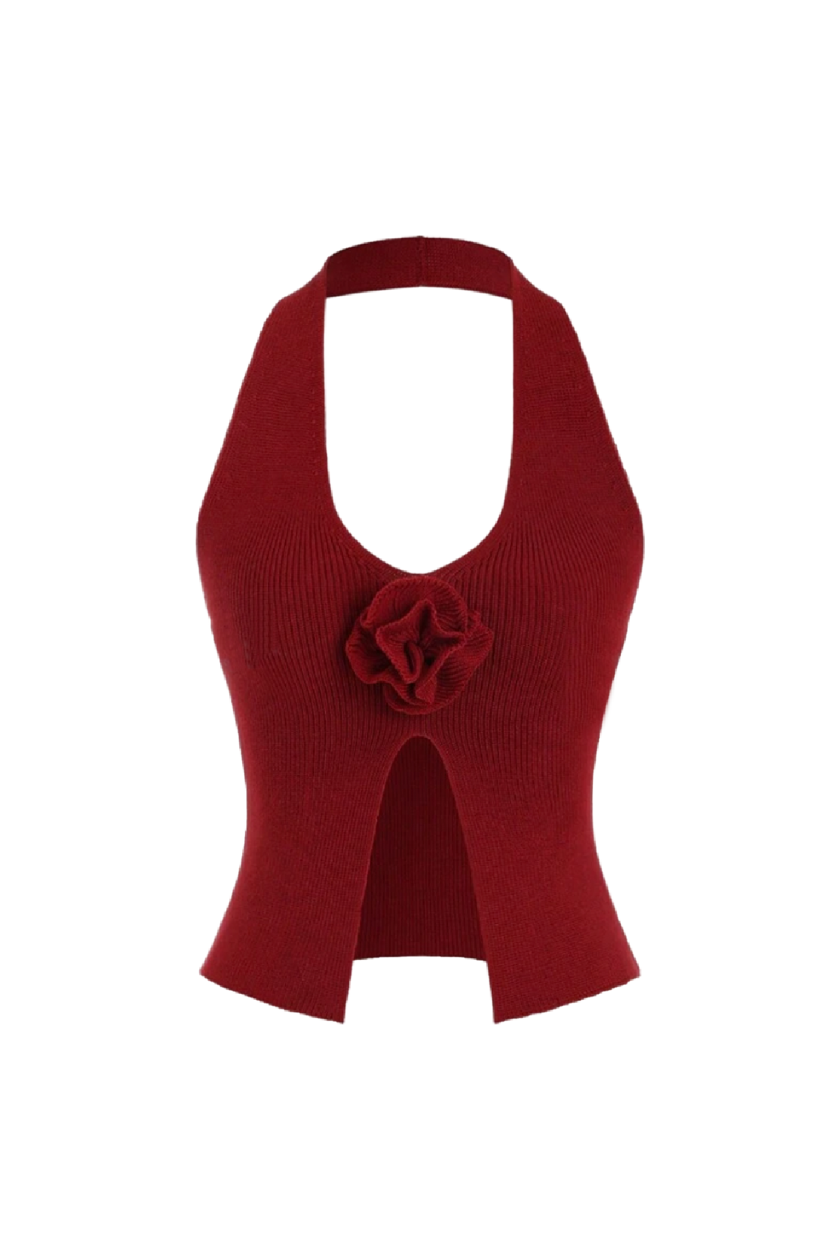 Rose Halter Top (Wine Red)