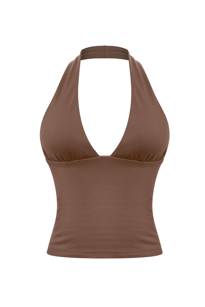 Nicole Halter Top (Brown)