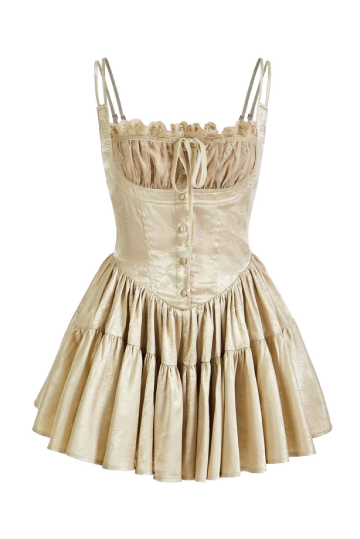 Kailey Pleated Mini Dress (Ivory White)