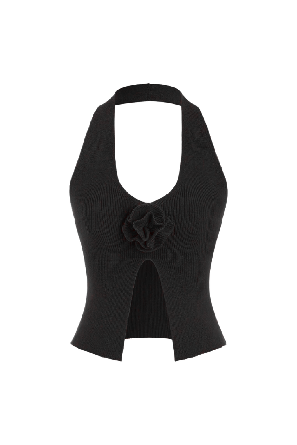 Rose Halter Top (Black)