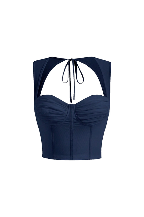 Nancy Mesh Top (Navy Blue)