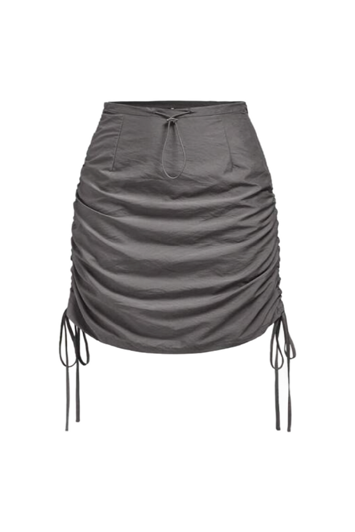 Logan Drawstring Mini Skirt (Charcoal Grey)