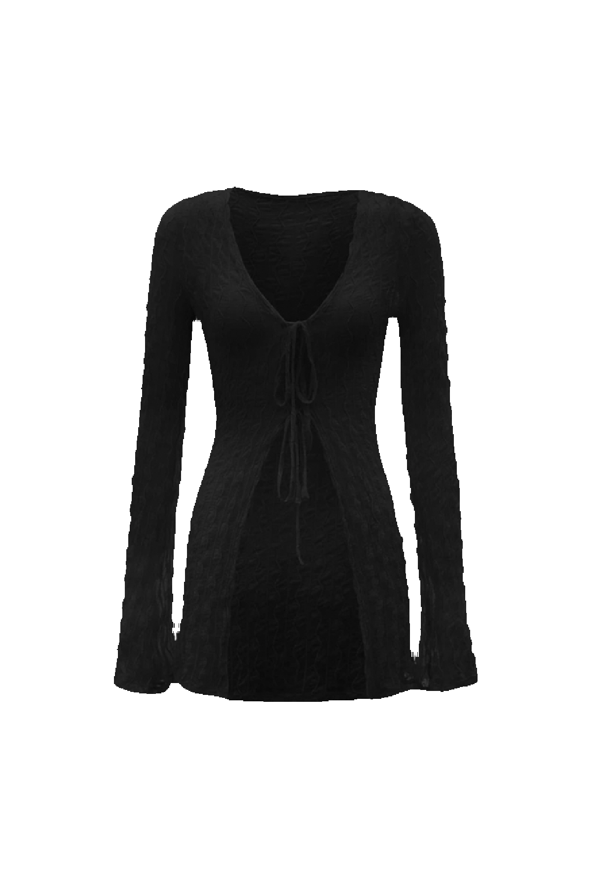 Cascading Textured Sheer Top (Black)