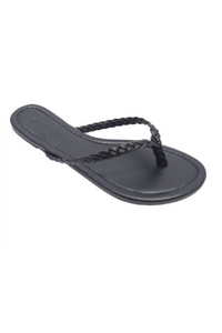 Bellen Braided Thong Sandals (Black)
