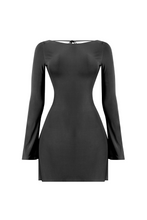 Load image into Gallery viewer, Olivia Long Sleeve Open Back Mini Dress (Black)