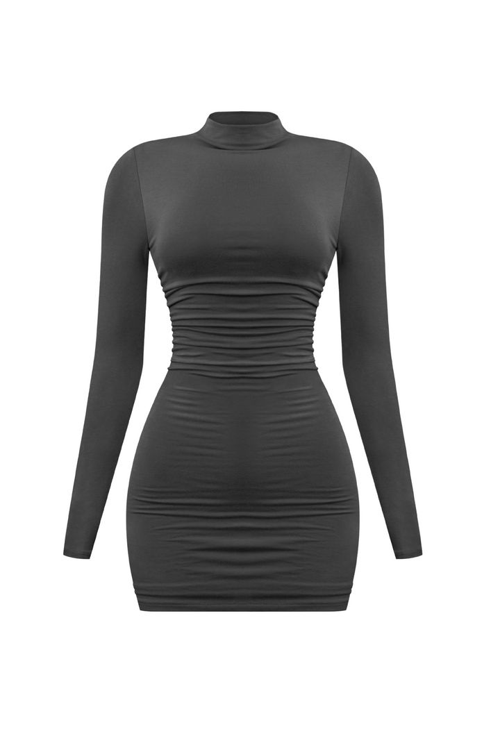 Jovina Long Sleeve Mini Dress (Black)