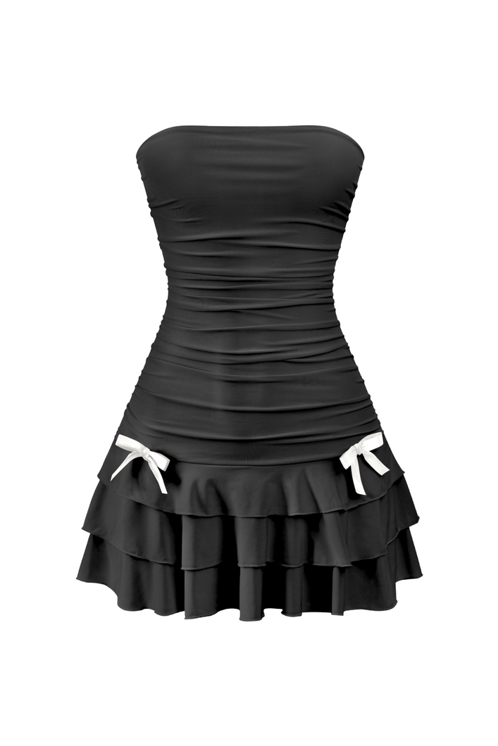 Fairies Mini Ruched Dress (Black)