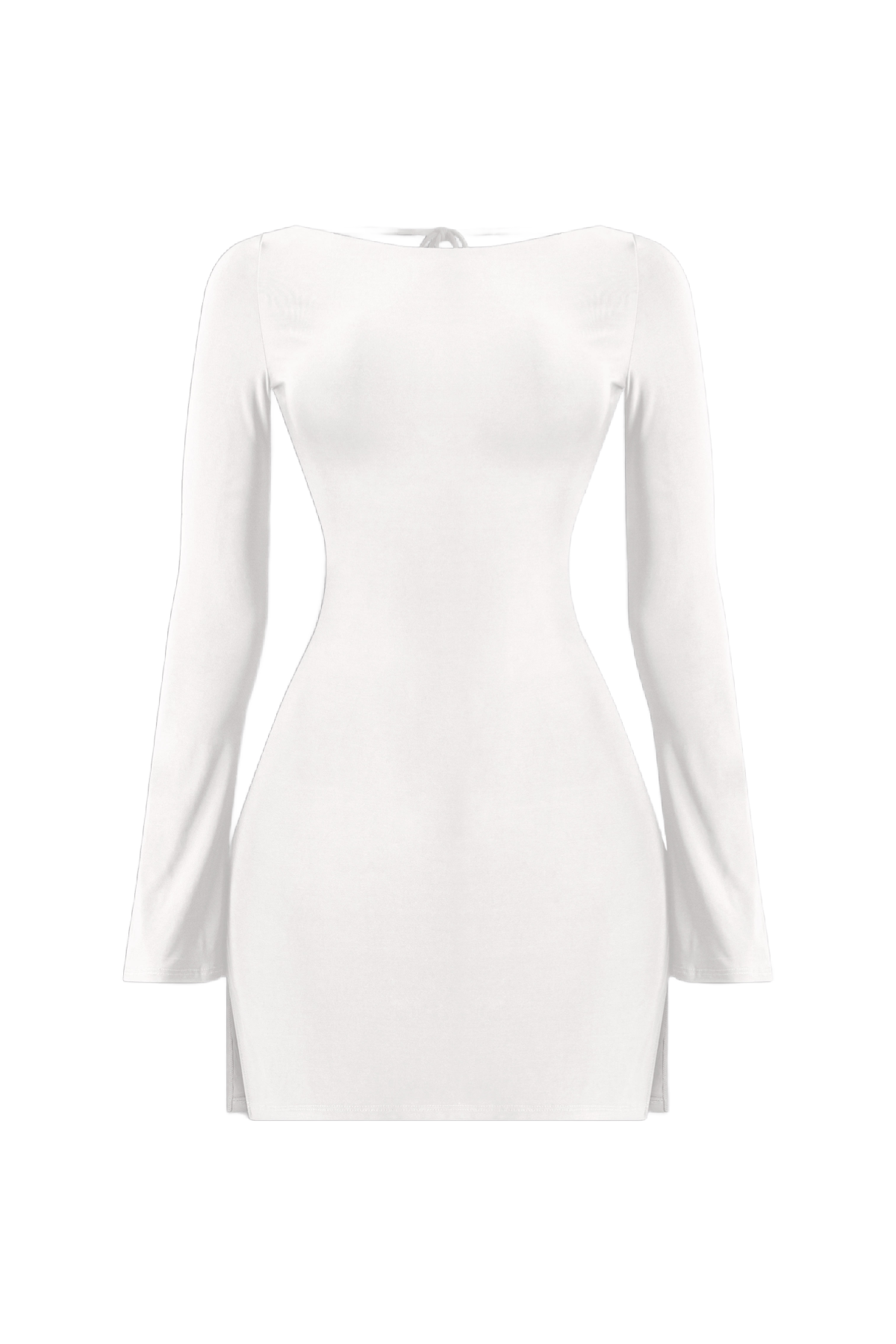 high neck open back white mini dress Lace Trim High Neck Open-back Mini Dress M. Lumire