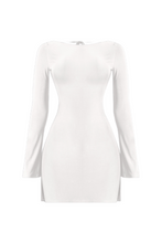 Load image into Gallery viewer, Olivia Long Sleeve Open Back Mini Dress (White)