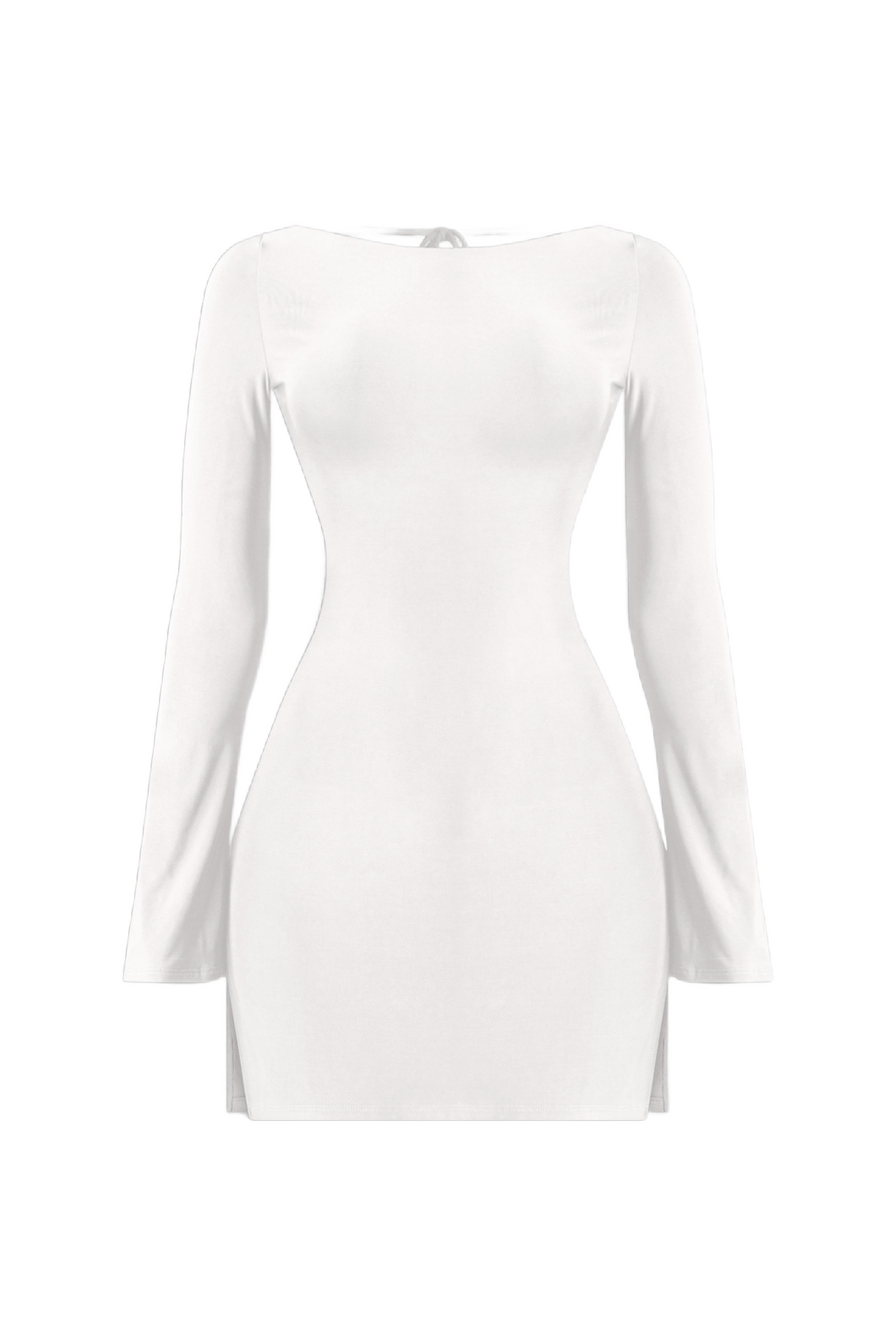 Olivia Long Sleeve Open Back Mini Dress (White)