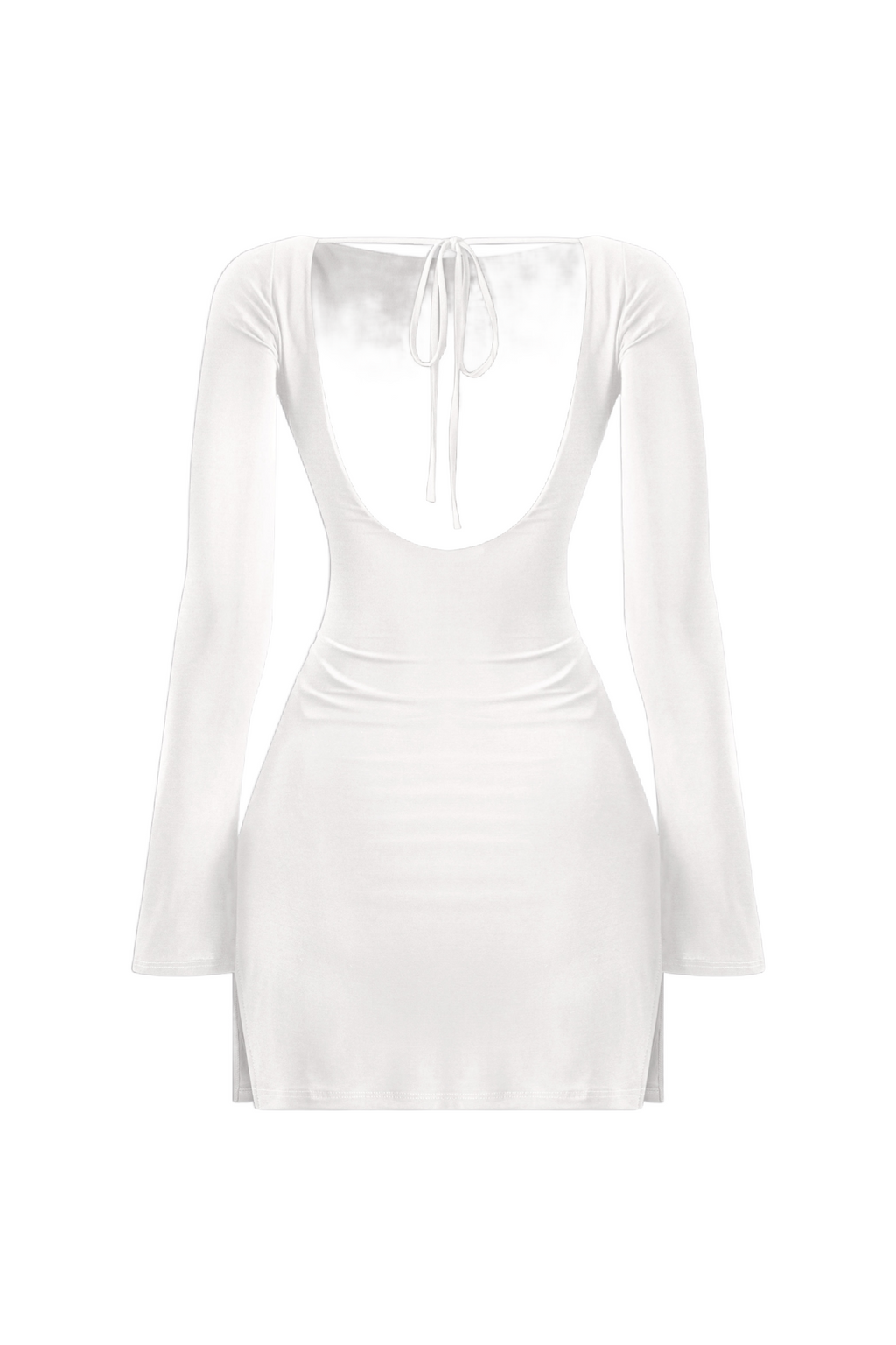 Olivia Long Sleeve Open Back Mini Dress (White)