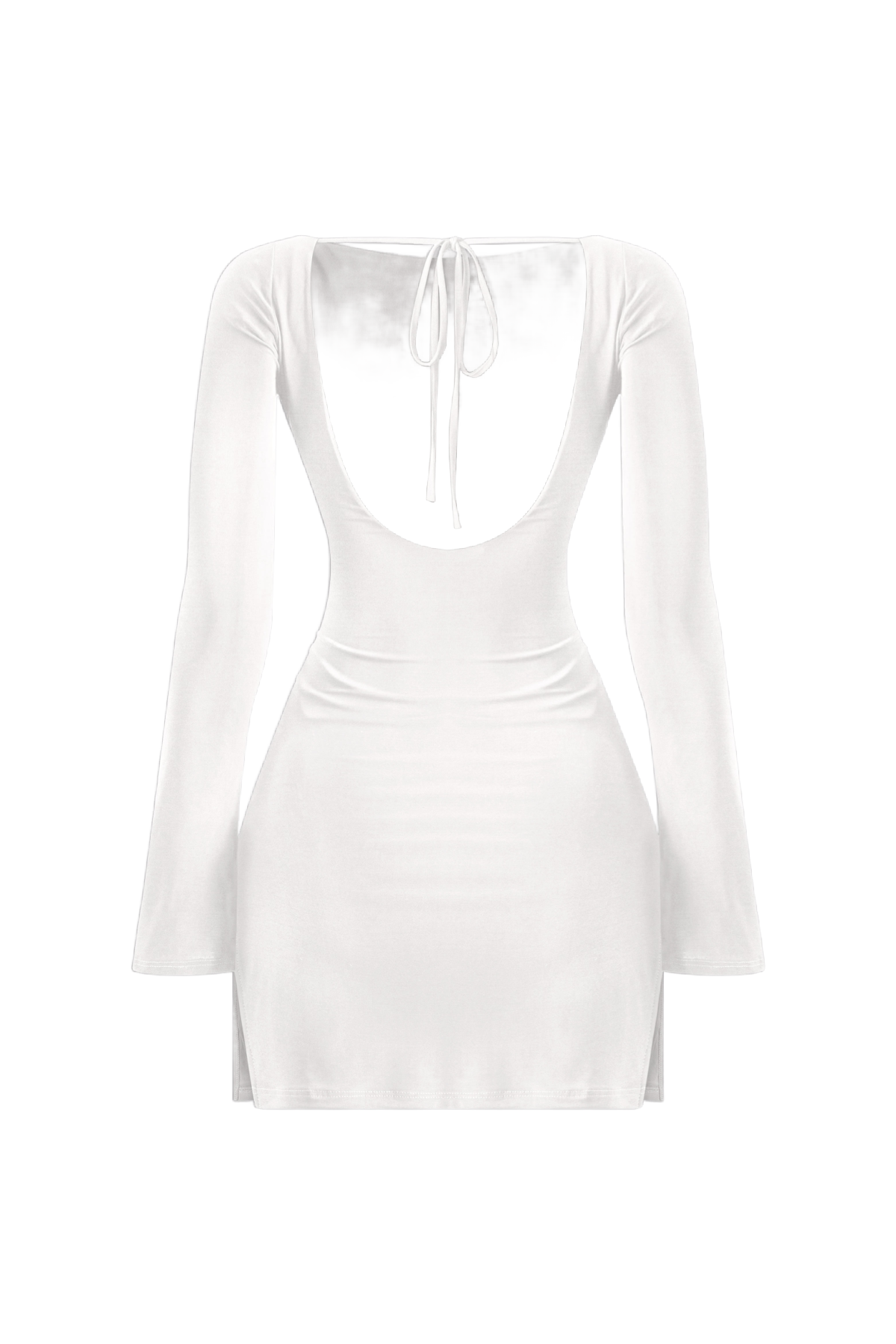 Olivia Long Sleeve Open Back Mini Dress (White)