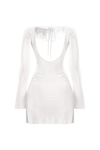 Load image into Gallery viewer, Olivia Long Sleeve Open Back Mini Dress (White)