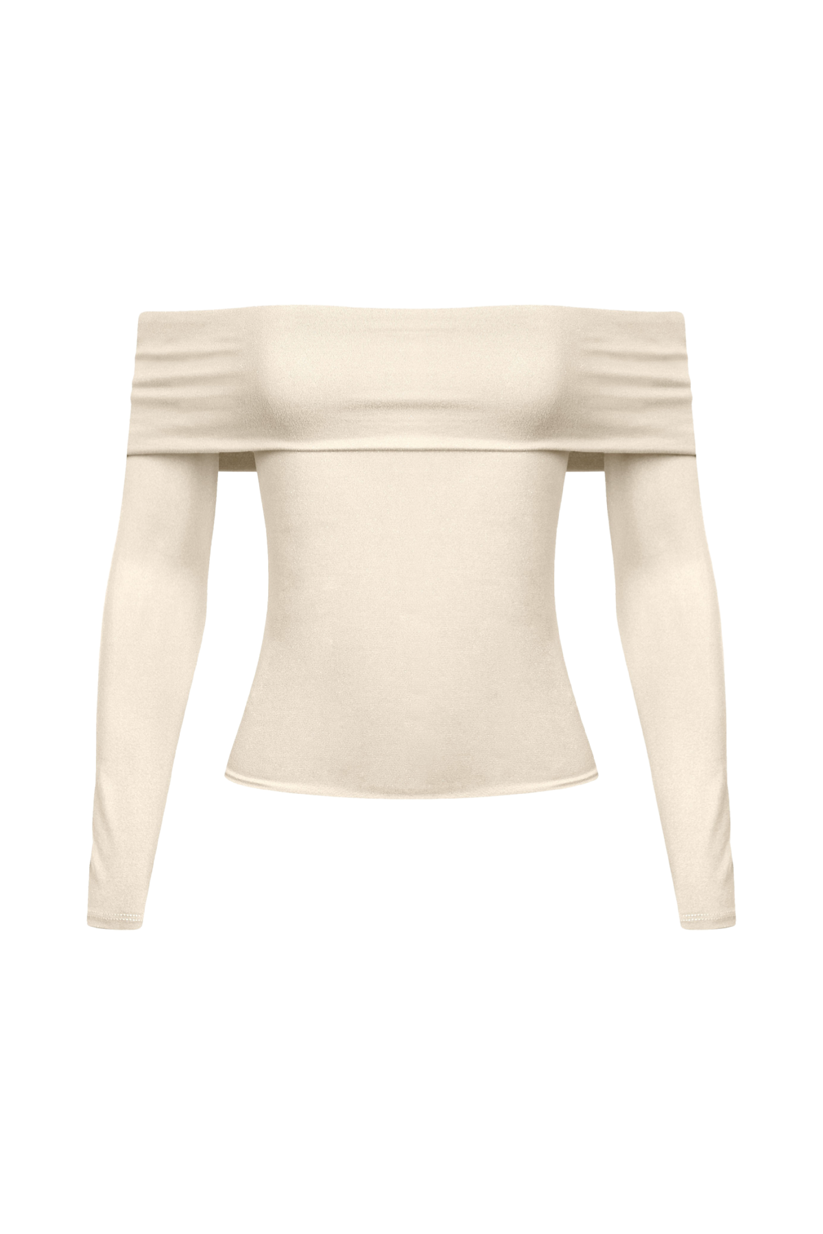 Zara Off Shoulder Long Sleeve Top (Beige White)