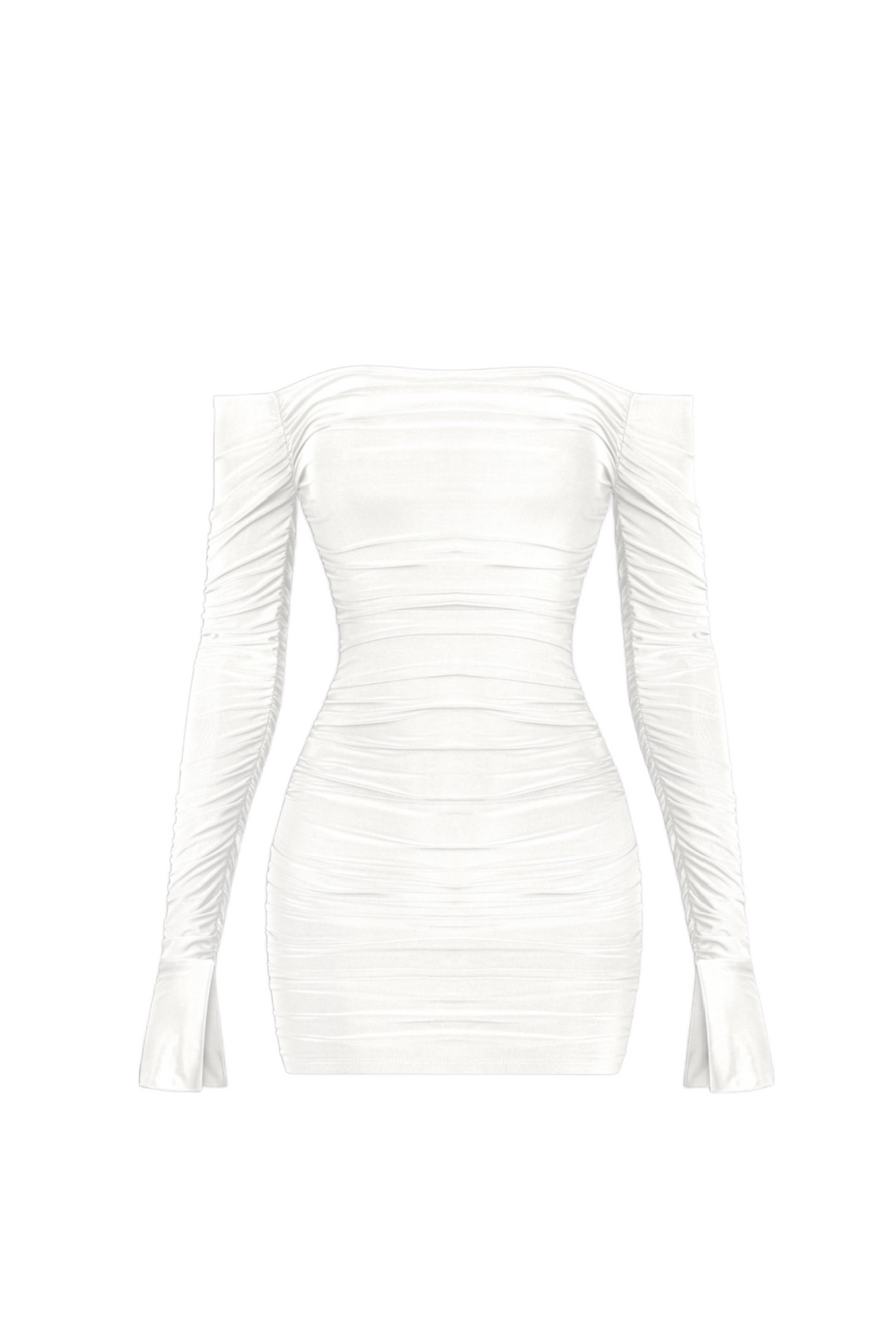 Vivienne L/S Ruched Dress (Ivory White)