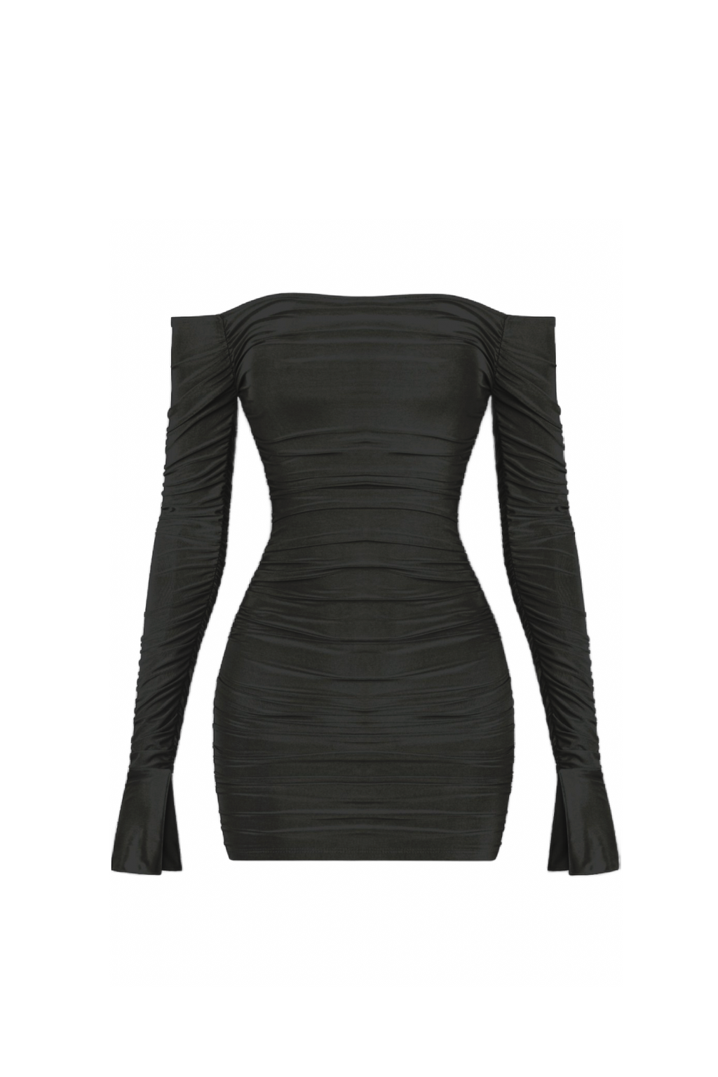 Vivienne L/S Ruched Dress (Black)
