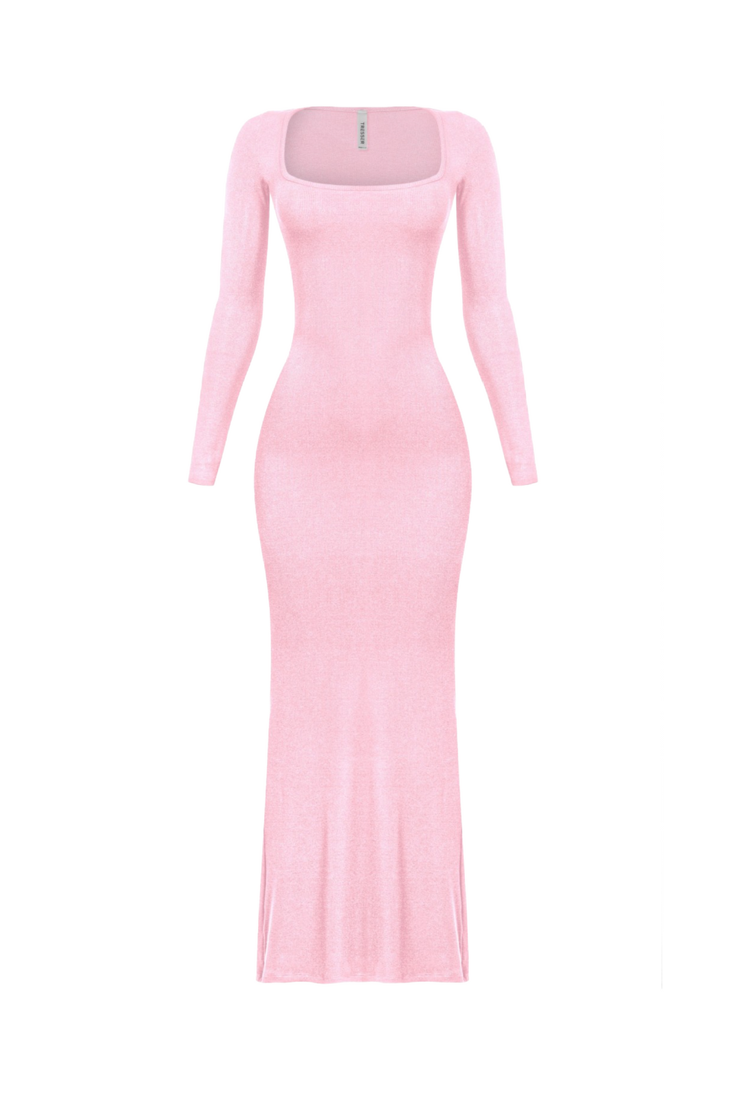 Kourtney Long Sleeve Ribbed Maxi Dress (Light Pink)